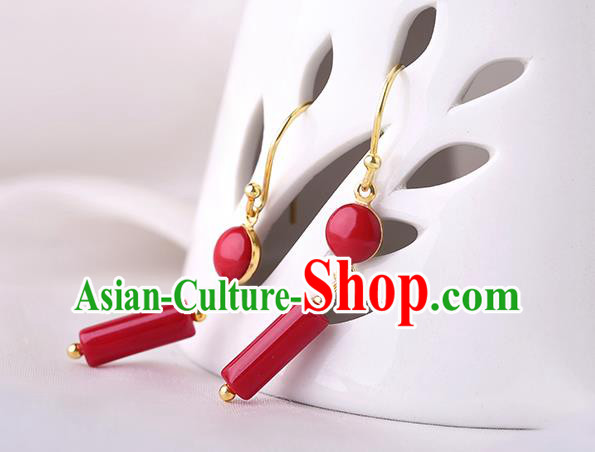 Chinese Classical Red Ear Accessories Traditional Cheongsam Earrings Chinese Classical Red Ear Accessories Traditional Cheongsam Earrings
