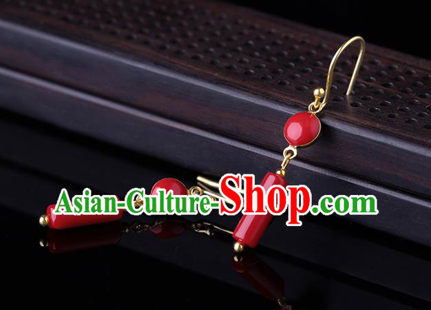 Chinese Classical Red Ear Accessories Traditional Cheongsam Earrings Chinese Classical Red Ear Accessories Traditional Cheongsam Earrings
