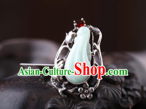 Handmade Chinese Silver Jewelry Traditional National Jade Ring Circlet Handmade Chinese Silver Jewelry Traditional National Jade Ring Circlet