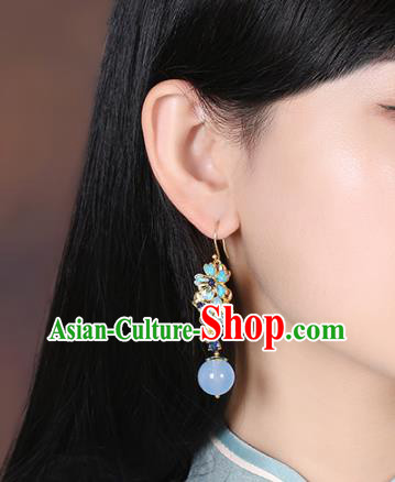 Chinese Classical Blueing Ear Accessories Traditional Cheongsam Sakura Earrings Chinese Classical Blueing Ear Accessories Traditional Cheongsam Sakura Earrings
