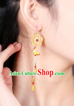 Chinese Classical Enamel Butterfly Ear Accessories Traditional Cheongsam Sakura Earrings Chinese Classical Enamel Butterfly Ear Accessories Traditional Cheongsam Sakura Earrings