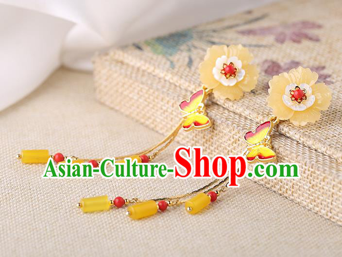 Chinese Classical Enamel Butterfly Ear Accessories Traditional Cheongsam Sakura Earrings Chinese Classical Enamel Butterfly Ear Accessories Traditional Cheongsam Sakura Earrings
