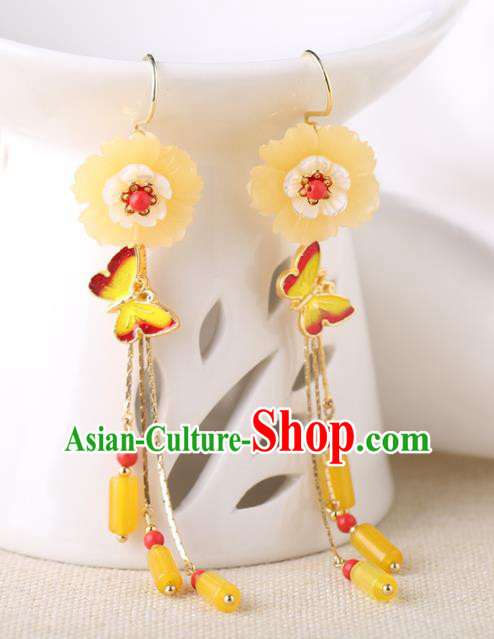 Chinese Classical Enamel Butterfly Ear Accessories Traditional Cheongsam Sakura Earrings Chinese Classical Enamel Butterfly Ear Accessories Traditional Cheongsam Sakura Earrings