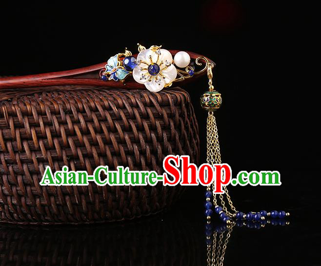 China Classical Rosewood Hair Stick Traditional Cheongsam Hair Accessories Handmade Shell Plum Hairpin China Classical Rosewood Hair Stick Traditional Cheongsam Hair Accessories Handmade Shell Plum Hairpin
