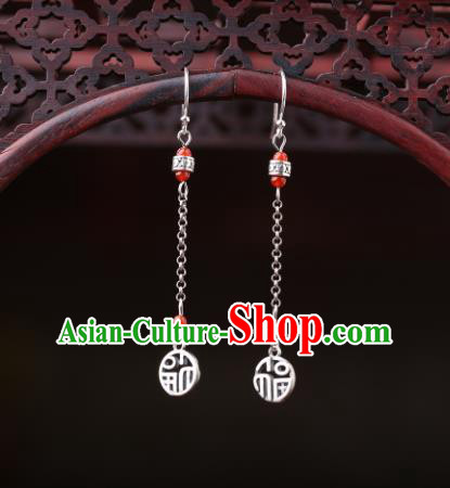 Chinese Classical Long Tassel Ear Accessories Traditional Cheongsam Silver Earrings Chinese Classical Long Tassel Ear Accessories Traditional Cheongsam Silver Earrings