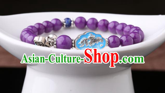 Handmade Chinese Amethyst Bangle Jewelry Traditional National Bracelet Handmade Chinese Amethyst Bangle Jewelry Traditional National Bracelet