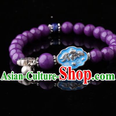 Handmade Chinese Amethyst Bangle Jewelry Traditional National Bracelet