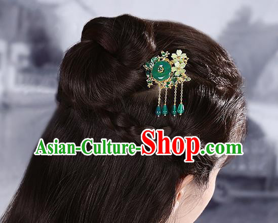 China Classical Chrysoprase Hair Stick Traditional Cheongsam Hair Accessories Handmade Tassel Hairpin China Classical Chrysoprase Hair Stick Traditional Cheongsam Hair Accessories Handmade Tassel Hairpin