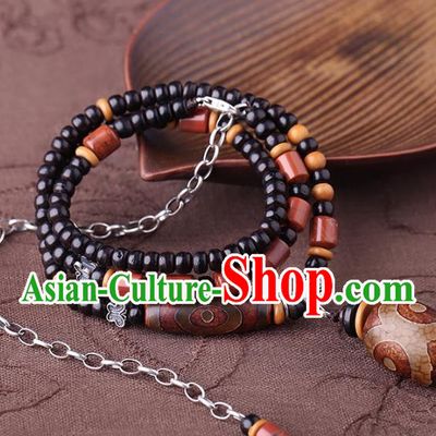 Handmade Chinese Beads Bangle Jewelry Traditional National Silver Bracelet Wristlet