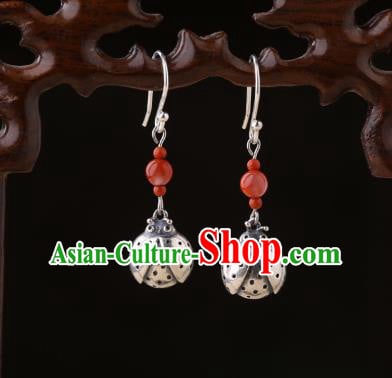 Chinese Classical Wedding Silver Ear Accessories Traditional Cheongsam Ladybird Earrings Chinese Classical Wedding Silver Ear Accessories Traditional Cheongsam Ladybird Earrings