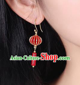Chinese Classical Red Lantern Ear Accessories Traditional Cheongsam Wedding Earrings Chinese Classical Red Lantern Ear Accessories Traditional Cheongsam Wedding Earrings
