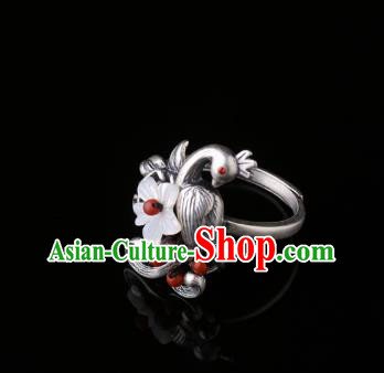 Handmade Chinese National Ring Jewelry Traditional Silver Peacock Circlet Handmade Chinese National Ring Jewelry Traditional Silver Peacock Circlet
