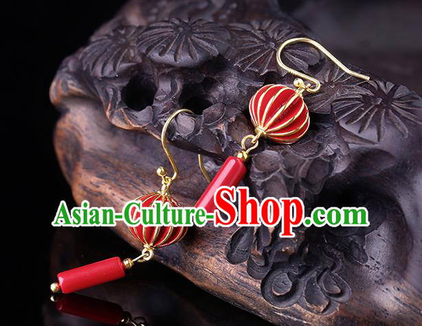Chinese Classical Red Lantern Ear Accessories Traditional Cheongsam Wedding Earrings Chinese Classical Red Lantern Ear Accessories Traditional Cheongsam Wedding Earrings