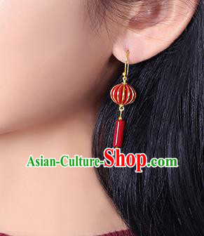 Chinese Classical Red Lantern Ear Accessories Traditional Cheongsam Wedding Earrings Chinese Classical Red Lantern Ear Accessories Traditional Cheongsam Wedding Earrings