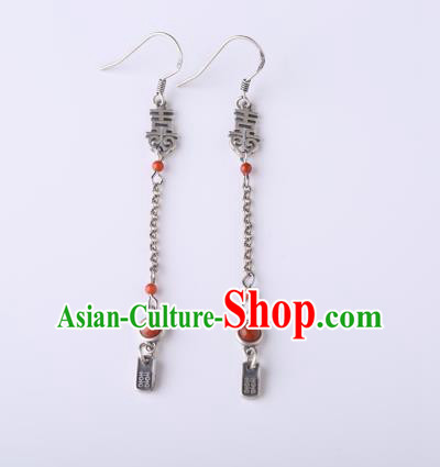 Chinese Classical Wedding Ear Accessories Traditional Cheongsam Silver Earrings Chinese Classical Wedding Ear Accessories Traditional Cheongsam Silver Earrings