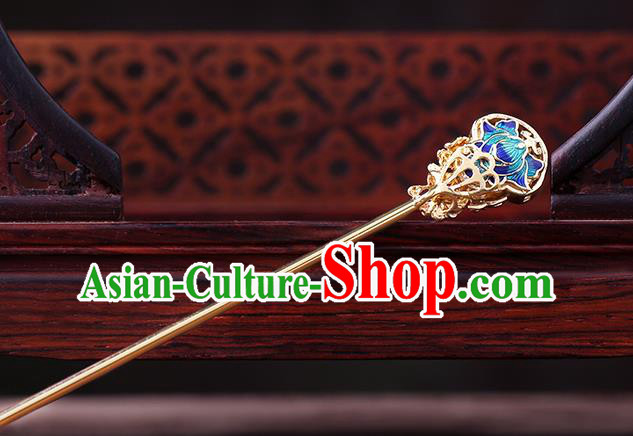 China Classical Golden Hair Stick Traditional Cheongsam Hair Accessories Handmade Cloisonne Hairpin China Classical Golden Hair Stick Traditional Cheongsam Hair Accessories Handmade Cloisonne Hairpin