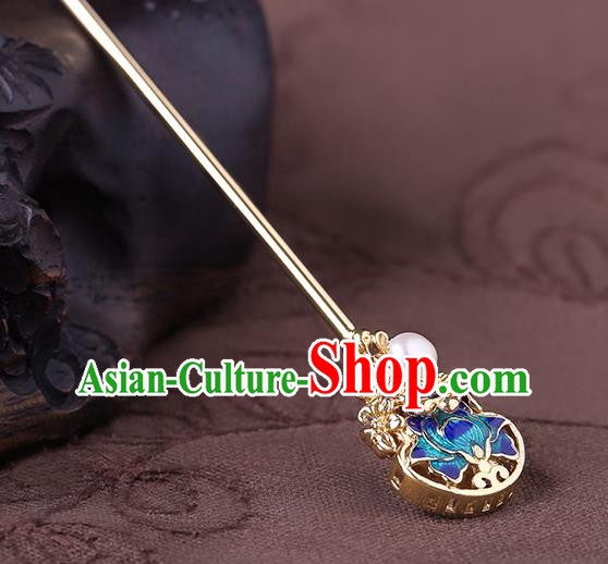 China Classical Golden Hair Stick Traditional Cheongsam Hair Accessories Handmade Cloisonne Hairpin China Classical Golden Hair Stick Traditional Cheongsam Hair Accessories Handmade Cloisonne Hairpin