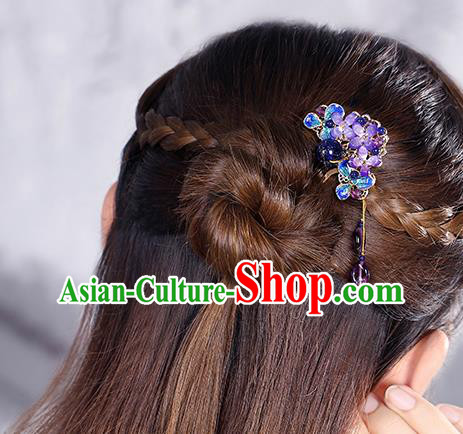 China Classical Amethyst Flowers Hair Stick Traditional Cheongsam Hair Accessories Handmade Cloisonne Hairpin China Classical Amethyst Flowers Hair Stick Traditional Cheongsam Hair Accessories Handmade Cloisonne Hairpin