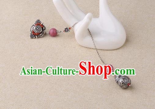 China Classical Silver Gourd Brooch Pendant Traditional Cheongsam Tassel Accessories