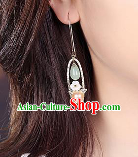 Chinese Classical Golden Ear Accessories Traditional Cheongsam Pearl Earrings Chinese Classical Golden Ear Accessories Traditional Cheongsam Pearl Earrings