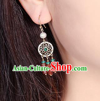 Chinese Classical Green Crystal Ear Accessories Traditional Cheongsam Agate Tassel Earrings Chinese Classical Green Crystal Ear Accessories Traditional Cheongsam Agate Tassel Earrings