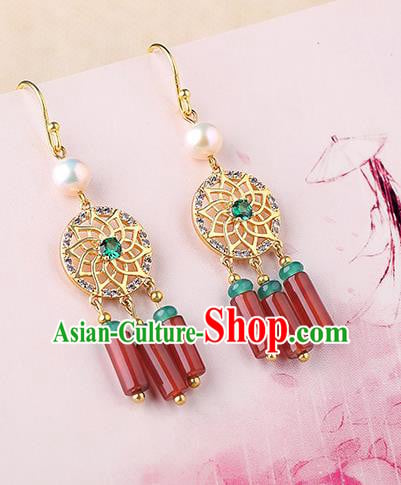 Chinese Classical Green Crystal Ear Accessories Traditional Cheongsam Agate Tassel Earrings Chinese Classical Green Crystal Ear Accessories Traditional Cheongsam Agate Tassel Earrings