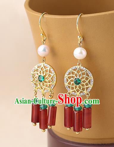 Chinese Classical Green Crystal Ear Accessories Traditional Cheongsam Agate Tassel Earrings Chinese Classical Green Crystal Ear Accessories Traditional Cheongsam Agate Tassel Earrings