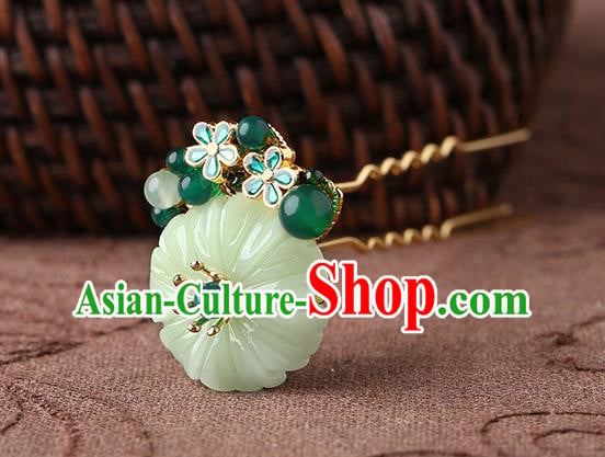 China Classical Green Beads Hair Stick Traditional Cheongsam Hair Accessories Handmade Jade Hairpin China Classical Green Beads Hair Stick Traditional Cheongsam Hair Accessories Handmade Jade Hairpin