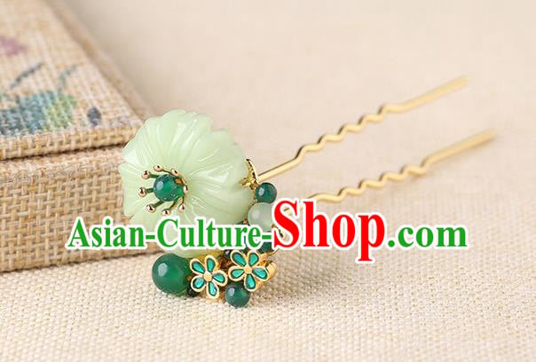 China Classical Green Beads Hair Stick Traditional Cheongsam Hair Accessories Handmade Jade Hairpin China Classical Green Beads Hair Stick Traditional Cheongsam Hair Accessories Handmade Jade Hairpin