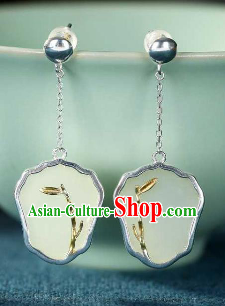 Handmade Chinese Cheongsam White Jade Fan Ear Accessories Traditional Silver EarringsHandmade Chinese Cheongsam White Jade Fan Ear Accessories Traditional Silver Earrings Handmade Chinese Cheongsam White Jade Fan Ear Accessories Traditional Silver EarringsHandmade Chinese Cheongsam White Jade Fan Ear Accessories Traditional Silver Earrings