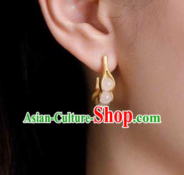 Handmade Chinese Beads Ear Accessories Traditional Cheongsam Golden Peasecod Earrings Handmade Chinese Beads Ear Accessories Traditional Cheongsam Golden Peasecod Earrings