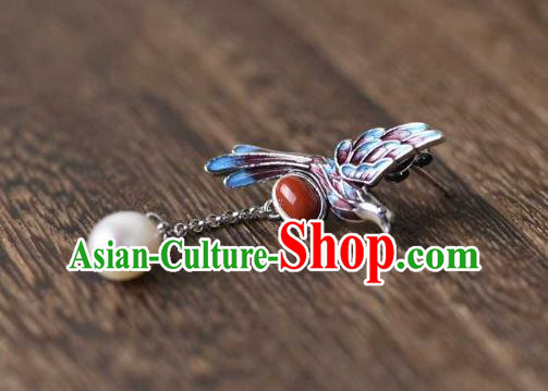 Handmade Chinese Blueing Bird Ear Accessories Traditional Cheongsam Pearls Tassel Earrings Handmade Chinese Blueing Bird Ear Accessories Traditional Cheongsam Pearls Tassel Earrings