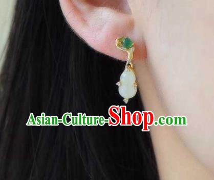 Handmade Chinese Jade Gourd Ear Accessories Traditional Cheongsam Crystal Earrings Handmade Chinese Jade Gourd Ear Accessories Traditional Cheongsam Crystal Earrings