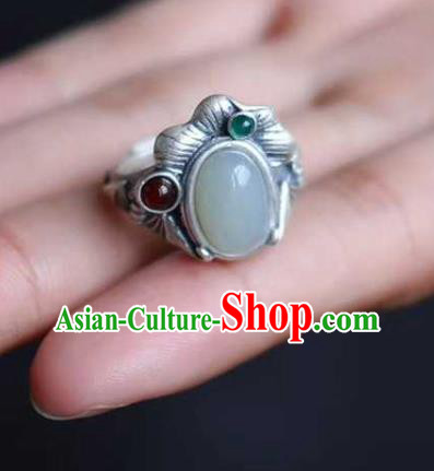 China Classical Cheongsam Silver Carving Ring Accessories Traditional Jade Circlet Jewelry China Classical Cheongsam Silver Carving Ring Accessories Traditional Jade Circlet Jewelry