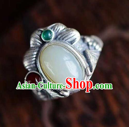 China Classical Cheongsam Silver Carving Ring Accessories Traditional Jade Circlet Jewelry China Classical Cheongsam Silver Carving Ring Accessories Traditional Jade Circlet Jewelry