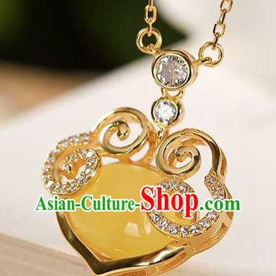 China Traditional Beeswax Necklace Classical Cheongsam Accessories