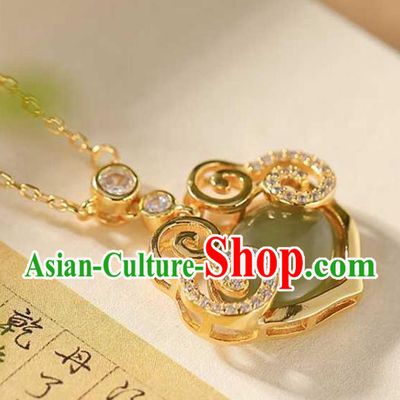 China Classical Cheongsam Accessories Traditional Hetian Jade Necklace