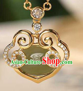 China Classical Cheongsam Accessories Traditional Hetian Jade Necklace China Classical Cheongsam Accessories Traditional Hetian Jade Necklace