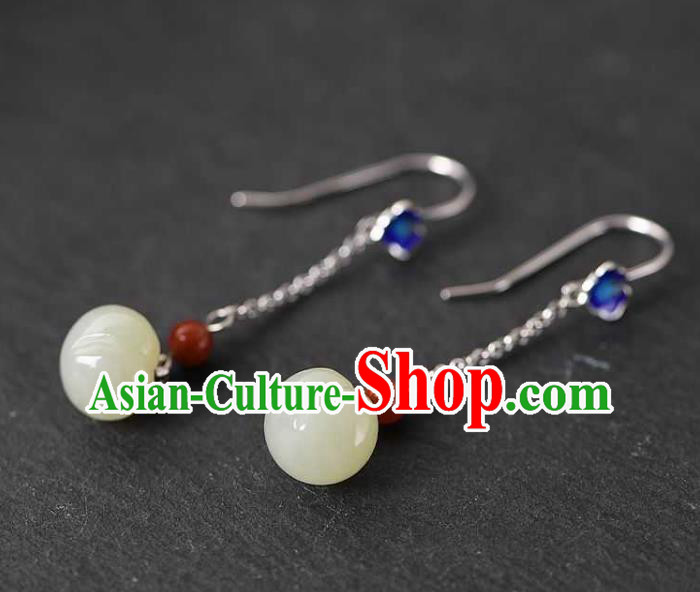 Handmade Chinese Traditional Cheongsam Jade Peach Earrings National Cloisonne Ear Accessories Handmade Chinese Traditional Cheongsam Jade Peach Earrings National Cloisonne Ear Accessories
