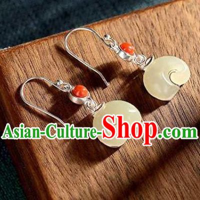Chinese Traditional Cheongsam Earrings Handmade National Jade Elephant Ear Accessories
