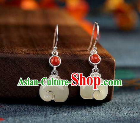 Chinese Traditional Cheongsam Earrings Handmade National Jade Elephant Ear Accessories Chinese Traditional Cheongsam Earrings Handmade National Jade Elephant Ear Accessories