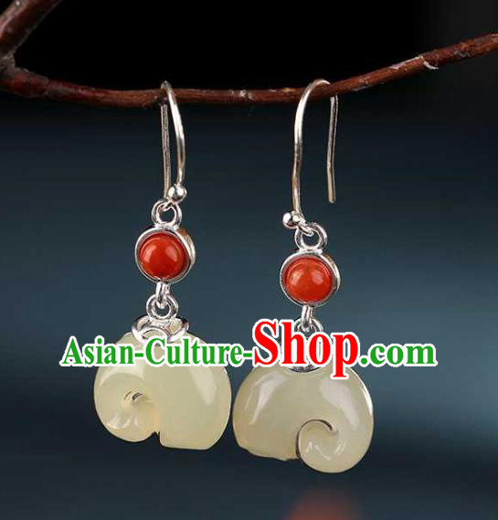 Chinese Traditional Cheongsam Earrings Handmade National Jade Elephant Ear Accessories Chinese Traditional Cheongsam Earrings Handmade National Jade Elephant Ear Accessories