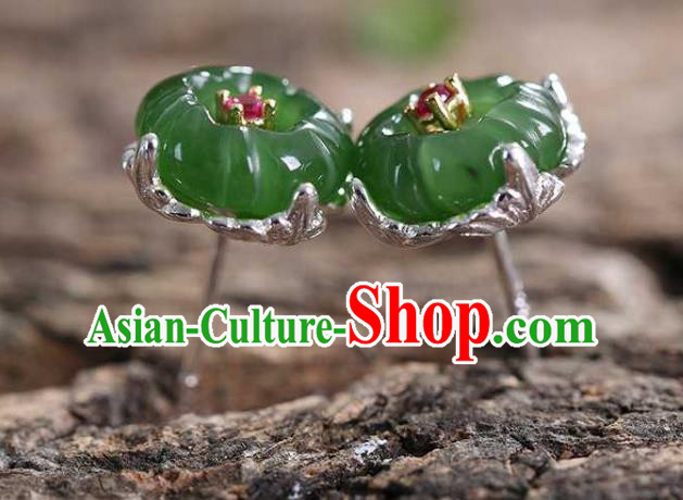 Chinese Traditional Cheongsam Earrings Handmade National Jade Plum Blossom Ear Accessories Chinese Traditional Cheongsam Earrings Handmade National Jade Plum Blossom Ear Accessories