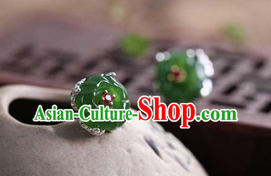 Chinese Traditional Cheongsam Earrings Handmade National Jade Plum Blossom Ear Accessories Chinese Traditional Cheongsam Earrings Handmade National Jade Plum Blossom Ear Accessories