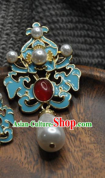 China Classical Cheongsam Blueing Brooch Accessories Traditional Pearls Jewelry China Classical Cheongsam Blueing Brooch Accessories Traditional Pearls Jewelry