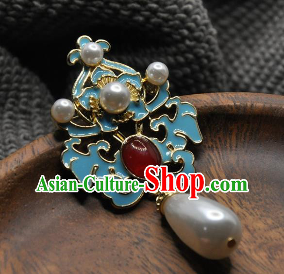 China Classical Cheongsam Blueing Brooch Accessories Traditional Pearls Jewelry China Classical Cheongsam Blueing Brooch Accessories Traditional Pearls Jewelry