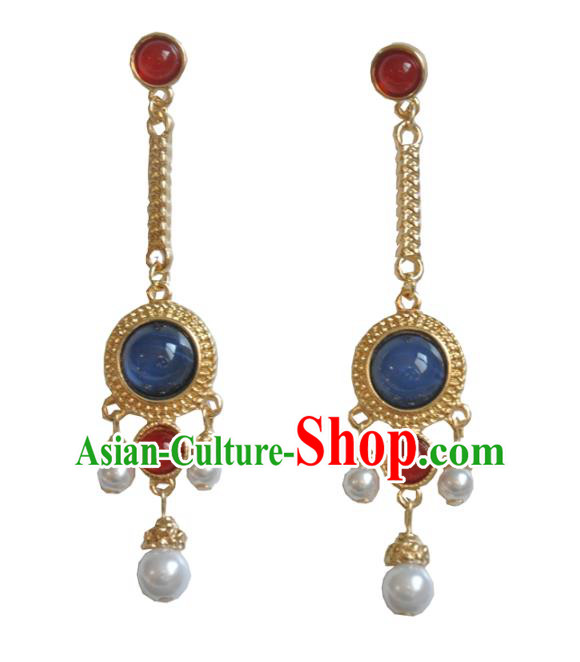 Chinese Classical Cheongsam Golden Ear Accessories Traditional Long Earrings Chinese Classical Cheongsam Golden Ear Accessories Traditional Long Earrings