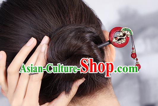 China Classical Wood Hair Stick Traditional Cheongsam Hair Accessories Handmade Agate Ring Hairpin China Classical Wood Hair Stick Traditional Cheongsam Hair Accessories Handmade Agate Ring Hairpin