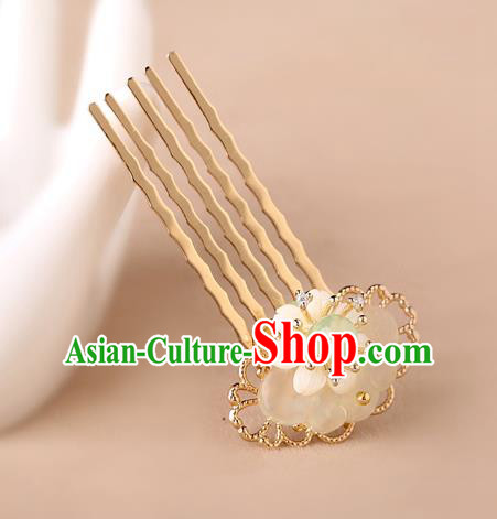 China Classical Golden Hair Comb Traditional Cheongsam Hair Accessories Handmade Jade Hairpin China Classical Golden Hair Comb Traditional Cheongsam Hair Accessories Handmade Jade Hairpin
