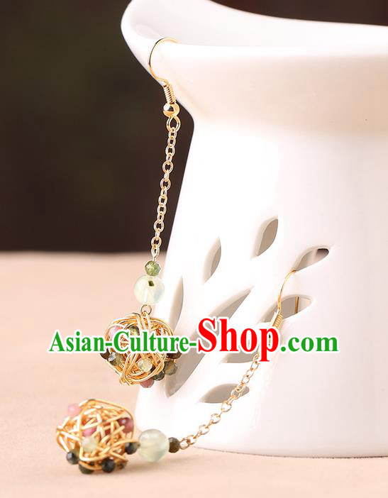 Chinese Classical Ear Accessories Traditional Cheongsam Golden Ball Earrings Chinese Classical Ear Accessories Traditional Cheongsam Golden Ball Earrings